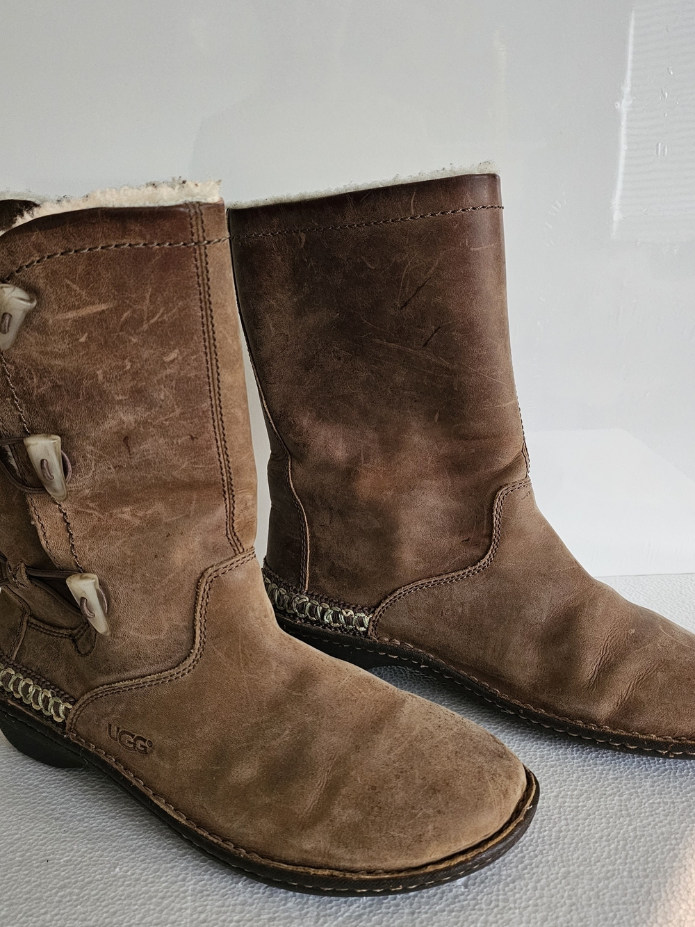 UGG Men's Brown Suede Shearling-Lined Boots